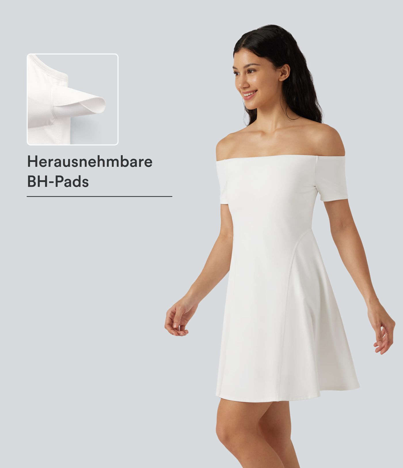 Softlyzero™ Plush - Schulterfreies Minikleid mit kurzen Ärmeln und integriertem BH - B-DD Cups