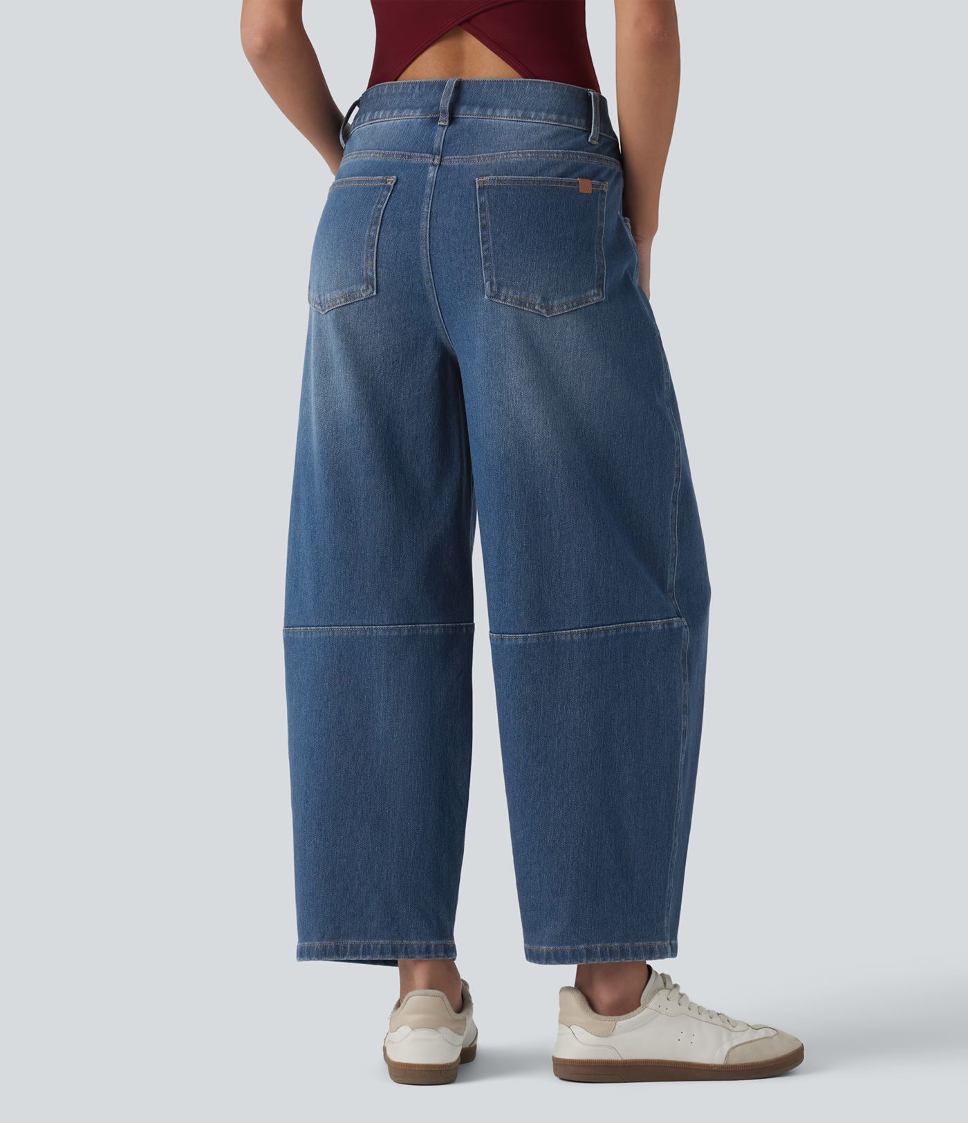 Halara Flex™ Low Rise Zipper Pockets Barrel Leg Casual Jeans Halara Flex™ Low Rise Zipper Pockets Barrel Leg Casual Jeans
