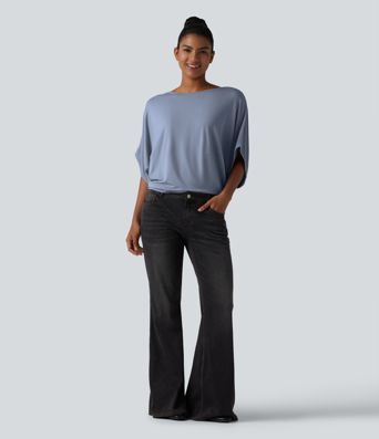 Round Neck Batwing Sleeve Relaxed Casual Top Round Neck Batwing Sleeve Relaxed Casual Top