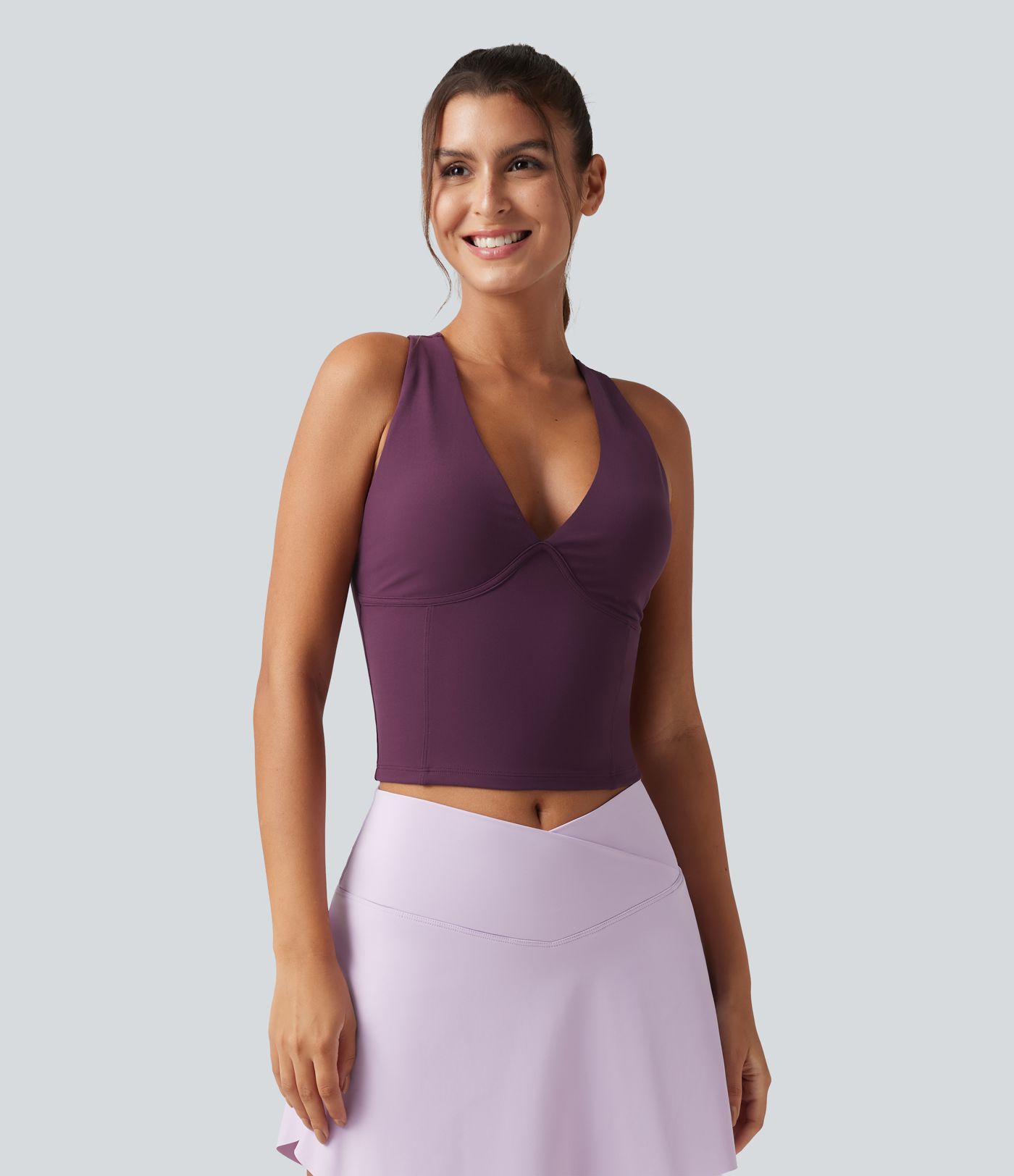 SoftlyZero™ V Neck Built-in-Bra Yoga Tank Top-UPF50+