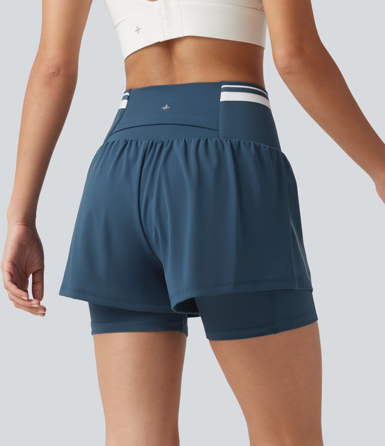 SoftlyZero™ Airy Reflective Super High Waisted Tummy Control 2-in-1 Cool Touch Workout Shorts 5'' with Pockets