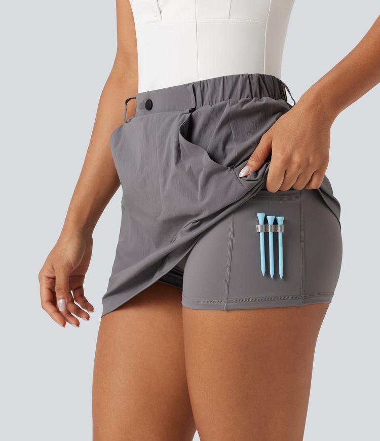 Mid Rise 2-in-1 Mini Golf Skirt with Pockets-Golf Tee