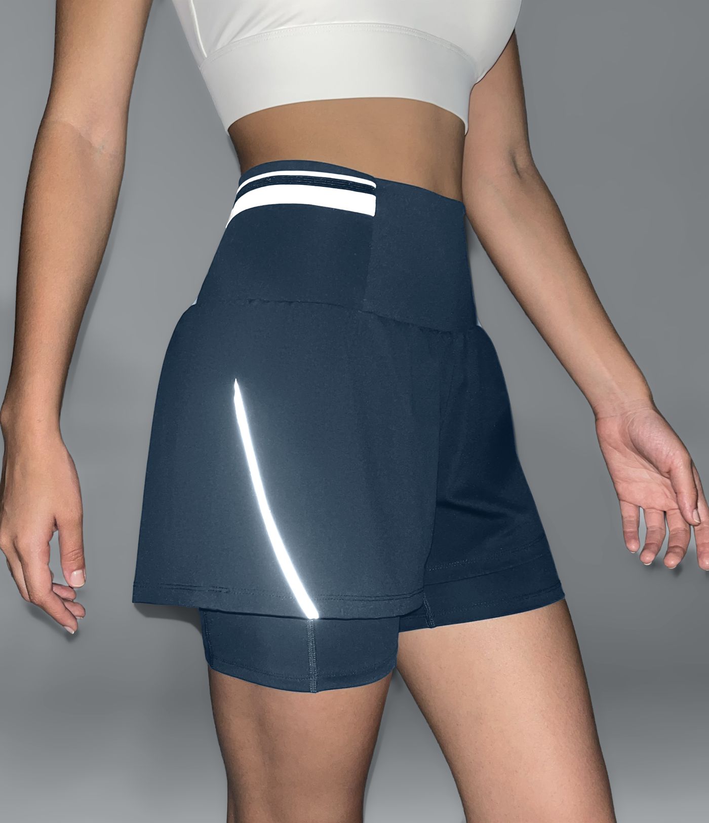 SoftlyZero™ Airy Reflective Super High Waisted Tummy Control 2-in-1 Cool Touch Workout Shorts 5'' with Pockets