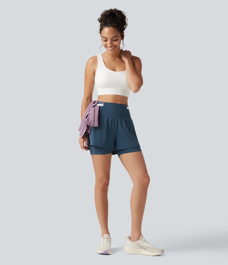 SoftlyZero™ Airy Reflective Super High Waisted Tummy Control 2-in-1 Cool Touch Workout Shorts 5'' with Pockets