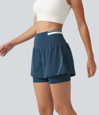 SoftlyZero™ Airy Reflective Super High Waisted Tummy Control 2-in-1 Cool Touch Workout Shorts 5'' with Pockets