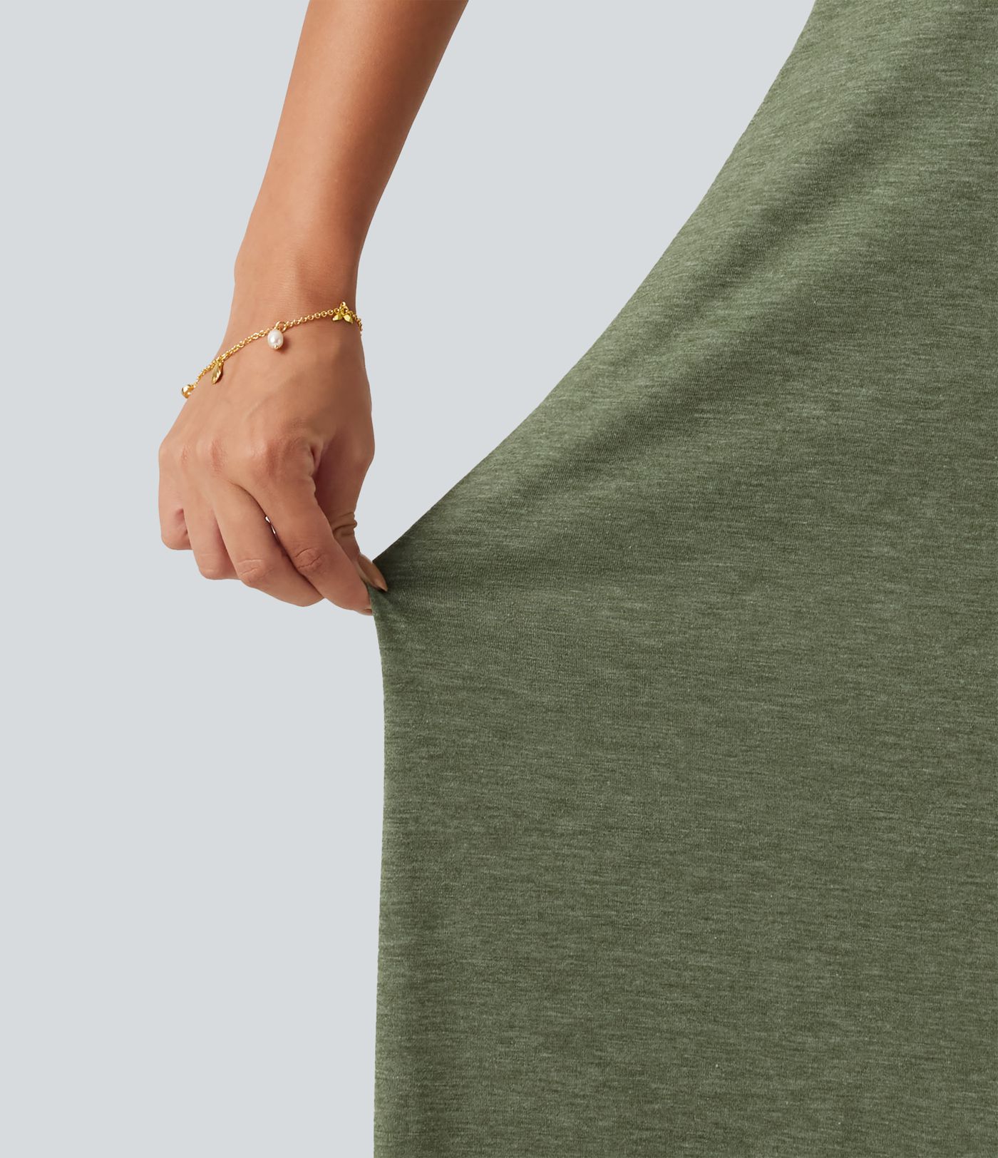 Robe longue décontractée col V style nuisette avec fente et poches