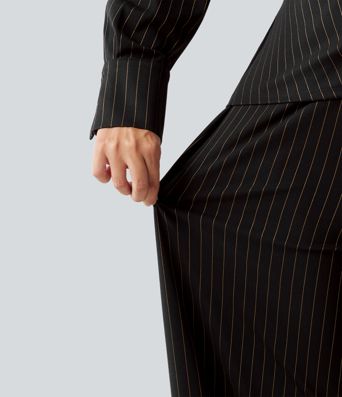 Boat Neck Long Sleeve Tie Side Cool Touch Stripe Work Jumpsuit with Pockets-Easy Peezy Edition Boat Neck Long Sleeve Tie Side Cool Touch Stripe Work Jumpsuit with Pockets-Easy Peezy Edition