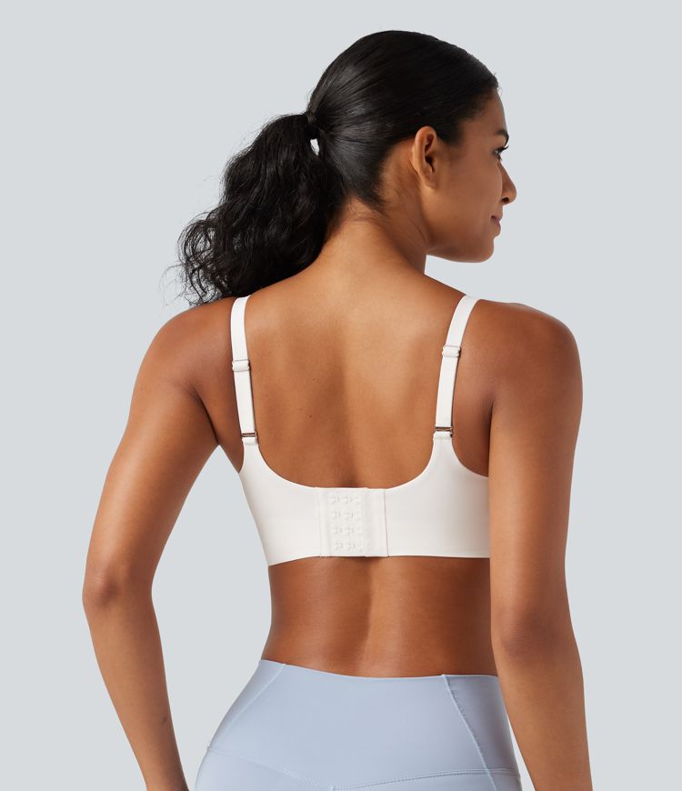 SoftlyZero™ Low Support Deep V Neck Non-Removable Pad Push Up Yoga Sports Bra-UPF50+