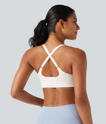 SoftlyZero™ Low Support Deep V Neck Non-Removable Pad Push Up Yoga Sports Bra-UPF50+