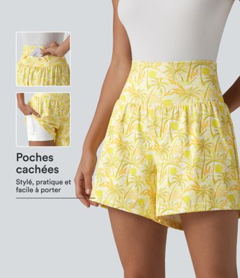 Short hawaïen 2 en 1 taille haute 12,5 cm avec poches