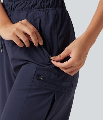 High Waisted Drawstring Bermuda Quick Dry Cool Touch Casual Cargo Shorts 7'' with Pockets-UPF40+
