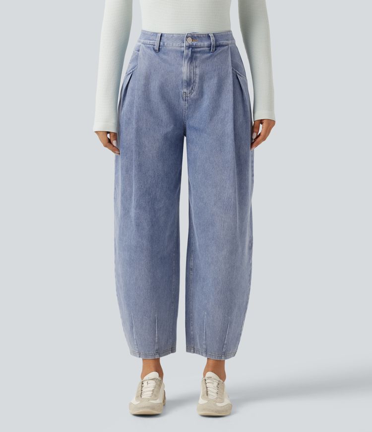 Halara Flex™ High Waisted Barrel Leg Casual Jeans with Pockets Halara Flex™ High Waisted Barrel Leg Casual Jeans with Pockets