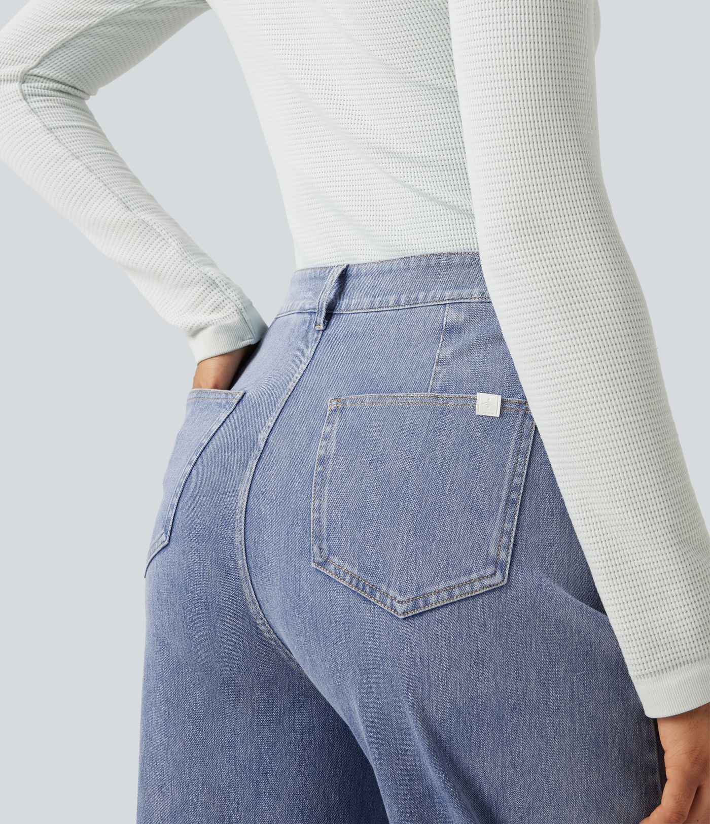 Halara Flex™ High Waisted Barrel Leg Casual Jeans with Pockets Halara Flex™ High Waisted Barrel Leg Casual Jeans with Pockets