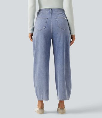 Halara Flex™ High Waisted Barrel Leg Casual Jeans with Pockets Halara Flex™ High Waisted Barrel Leg Casual Jeans with Pockets