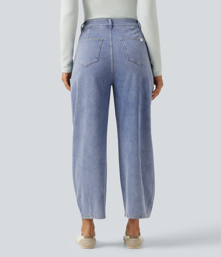 Halara Flex™ High Waisted Barrel Leg Casual Jeans with Pockets Halara Flex™ High Waisted Barrel Leg Casual Jeans with Pockets