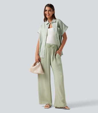 Short Sleeve Casual Cotton Linen Shirt with Pocket Short Sleeve Casual Cotton Linen Shirt with Pocket