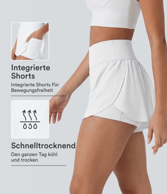 Short de course SoftlyZero™ à taille haute, à points réfléchissants, ourlet croisé, 2-en-1 avec poches