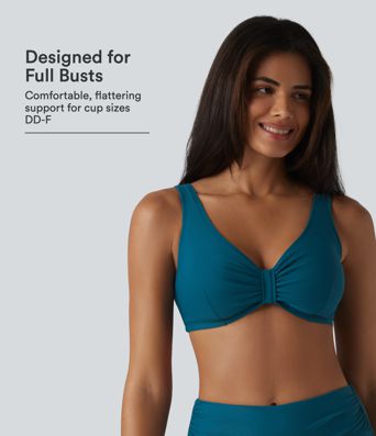 V Neck Sheen Bikini Top Swimsuit DD-F Cups V Neck Sheen Bikini Top Swimsuit DD-F Cups