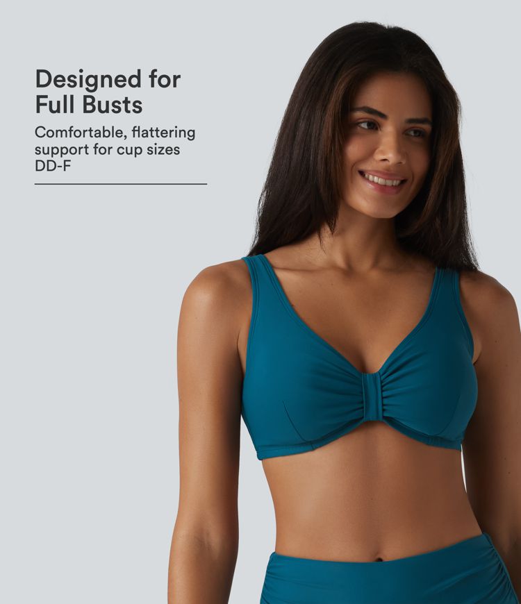 V Neck Sheen Bikini Top Swimsuit DD-F Cups V Neck Sheen Bikini Top Swimsuit DD-F Cups