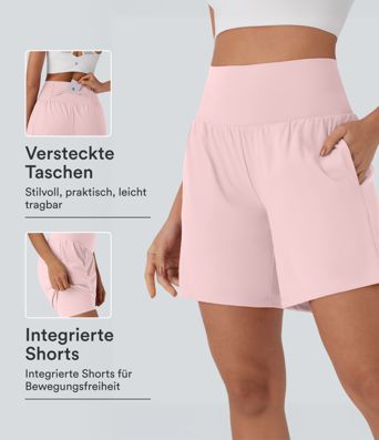 Softlyzero™ Airy - 2-in-1 Yoga-Shorts mit superhohem Bund, mehreren Taschen und Cool-Touch - 17,78 cm