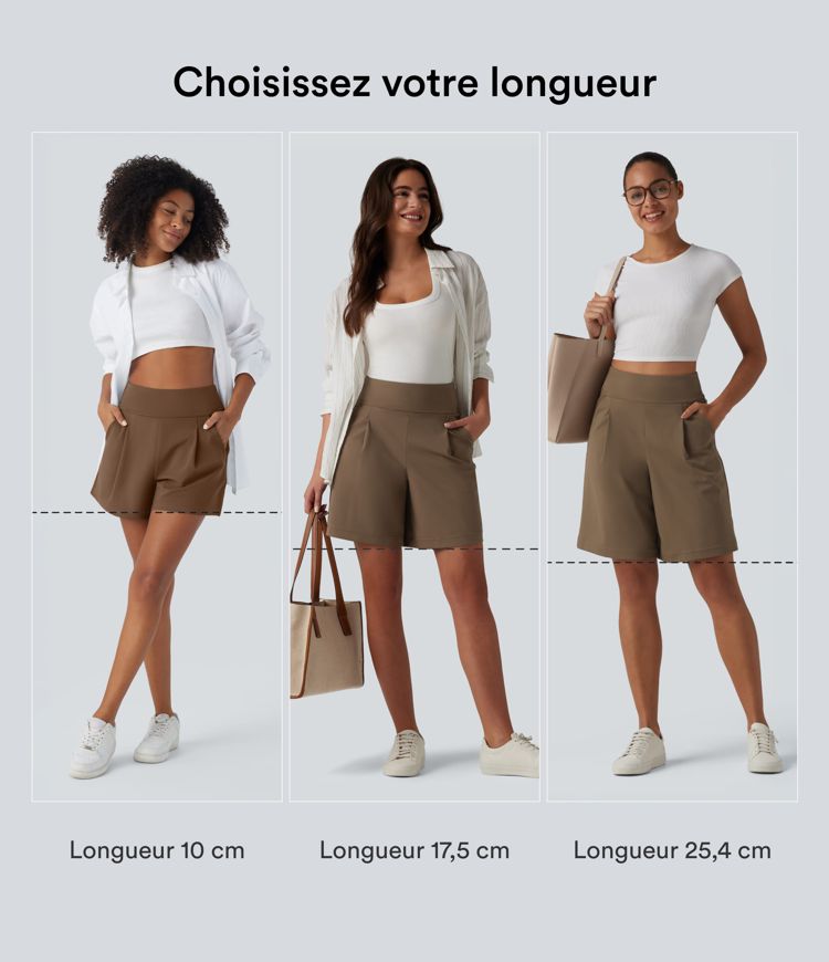 DayStretch bermudas de talle alto, corte holgado para trabajo, 7'' con bolsillos DayStretch bermudas de talle alto, corte holgado para trabajo, 7'' con bolsillos