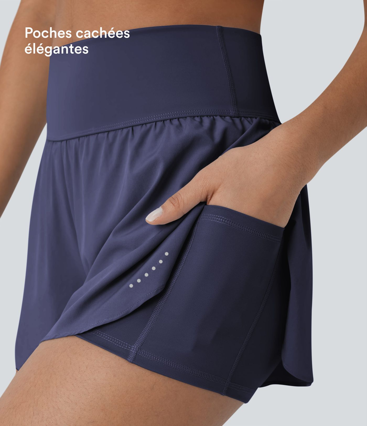 Softlyzero™ QuickDry Short de course à pied 2-en-1 taille haute à ourlet croisé avec pois réfléchissants et poches latérales Softlyzero™ QuickDry Short de course à pied 2-en-1 taille haute à ourlet croisé avec pois réfléchissants et poches latérales