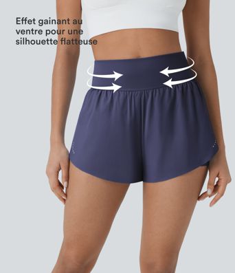 Softlyzero™ QuickDry Short de course à pied 2-en-1 taille haute à ourlet croisé avec pois réfléchissants et poches latérales Softlyzero™ QuickDry Short de course à pied 2-en-1 taille haute à ourlet croisé avec pois réfléchissants et poches latérales