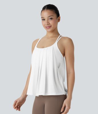 Double Straps Pleated Quick Dry Yoga Cami Top Double Straps Pleated Quick Dry Yoga Cami Top