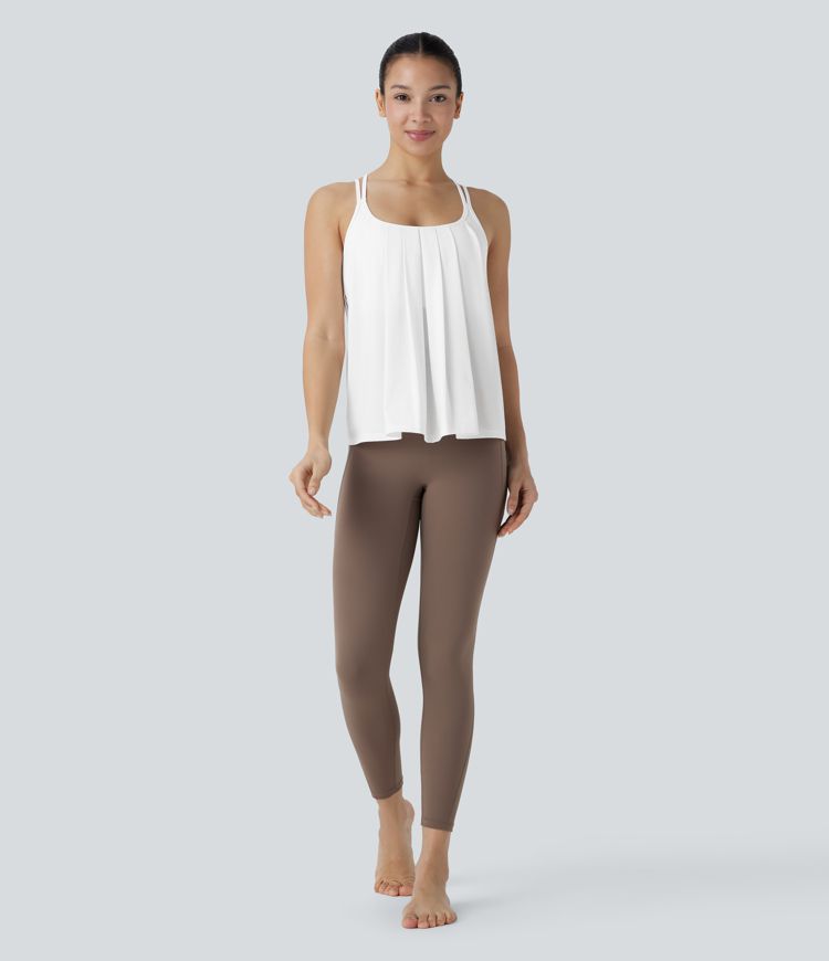 Double Straps Pleated Quick Dry Yoga Cami Top Double Straps Pleated Quick Dry Yoga Cami Top