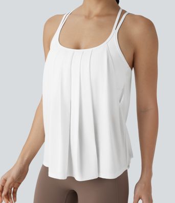 Double Straps Pleated Quick Dry Yoga Cami Top Double Straps Pleated Quick Dry Yoga Cami Top