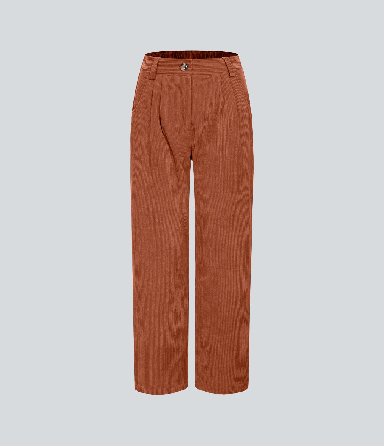 Mid Rise Zipper Pocket Corduroy Casual Pants