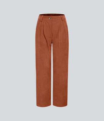 Mid Rise Zipper Pocket Corduroy Casual Pants
