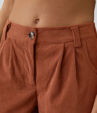 Mid Rise Zipper Pocket Corduroy Casual Pants