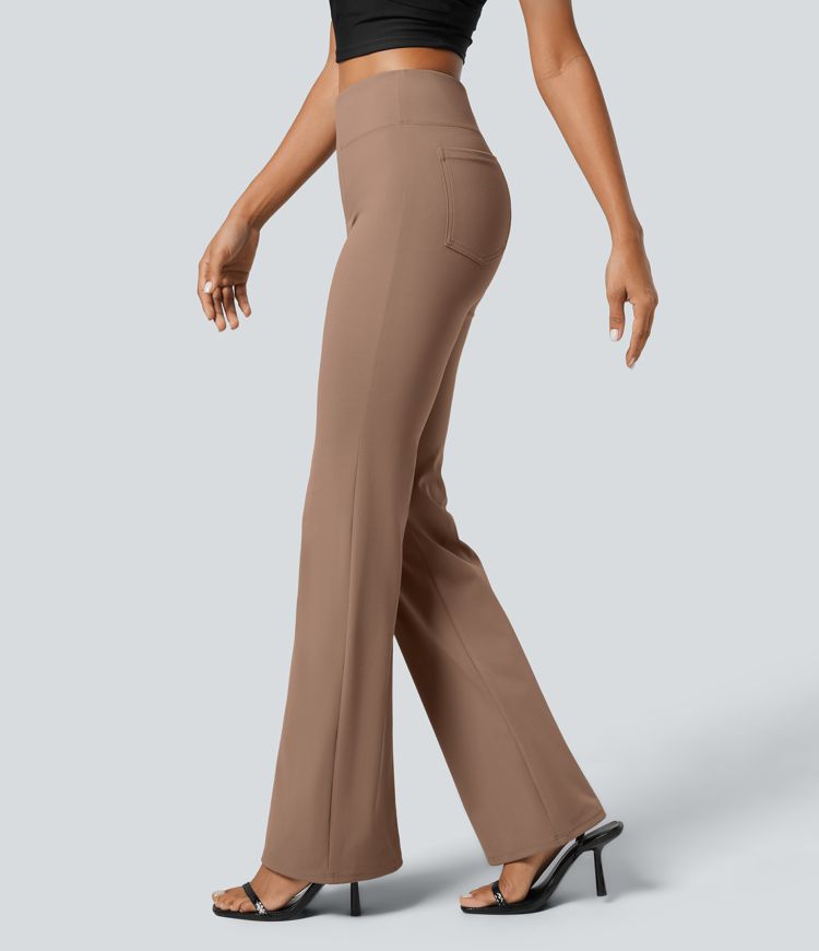 Pantalón Halara Flex™ oficina tiro alto bolsillo trasero ligero acampanado
