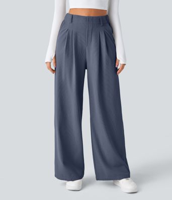 Halara Flex™ High Waisted Pocket Wide Leg Waffle Work Pants