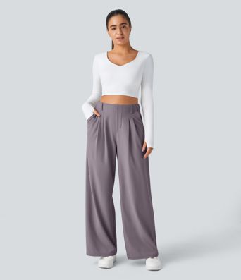 Halara Flex™ High Waisted Pocket Wide Leg Waffle Work Pants Halara Flex™ High Waisted Pocket Wide Leg Waffle Work Pants