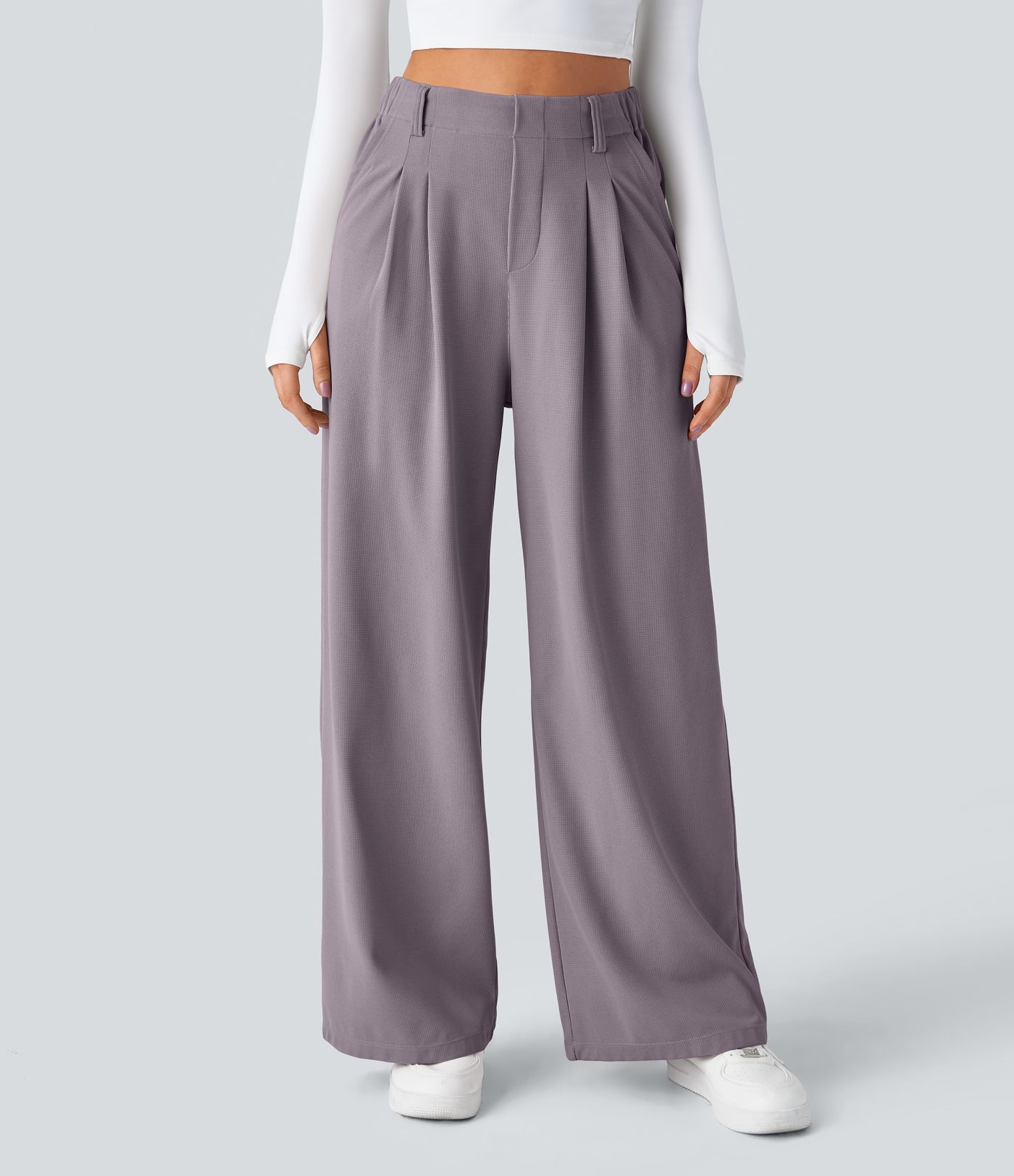 Halara Flex™ High Waisted Pocket Wide Leg Waffle Work Pants Halara Flex™ High Waisted Pocket Wide Leg Waffle Work Pants