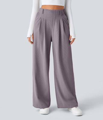 Halara Flex™ High Waisted Pocket Wide Leg Waffle Work Pants Halara Flex™ High Waisted Pocket Wide Leg Waffle Work Pants
