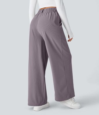 Halara Flex™ High Waisted Pocket Wide Leg Waffle Work Pants Halara Flex™ High Waisted Pocket Wide Leg Waffle Work Pants