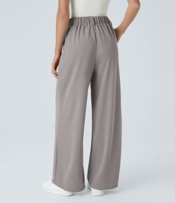 Halara Flex™ High Waisted Pocket Wide Leg Waffle Work Trousers