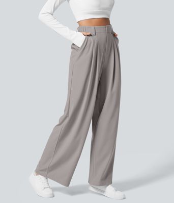 Halara Flex™ High Waisted Pocket Wide Leg Waffle Work Trousers