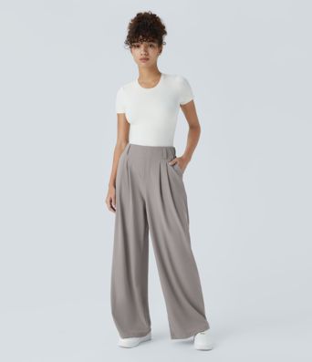 Halara Flex™ High Waisted Pocket Wide Leg Waffle Work Trousers