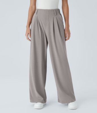 Halara Flex™ High Waisted Pocket Wide Leg Waffle Work Trousers
