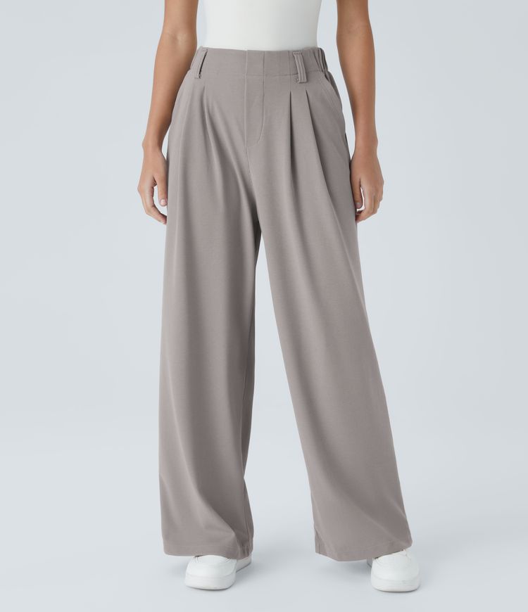 Halara Flex™ High Waisted Pocket Wide Leg Waffle Work Trousers