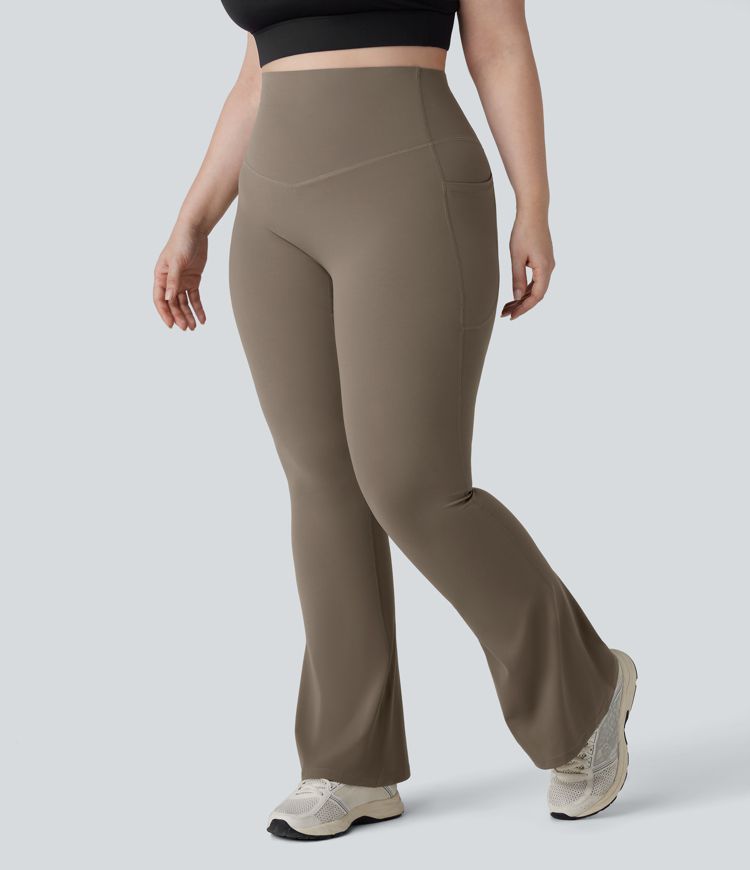 Leggings SoCinched UltraSculpt yoga moldeador tiro alto bolsillo lateral control abdomen Bootcut talla grande