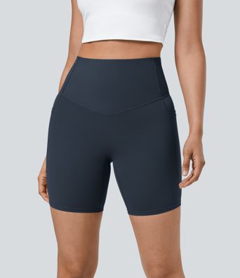 Short cycliste 17,5 cm d'entraînement gainant taille haute avec poches Halara UltraSculpt™
