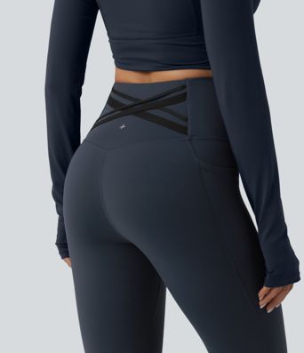 Halara Ultrasculpt™ - Laufleggings mit hohem Crossover-Bund, Seitentaschen und Bauchkontrolle