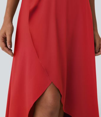 Breezeful™ High Waisted High Low Ruffle 2-in-1 Flowy Quick Dry Casual Regular Maxi Skirt