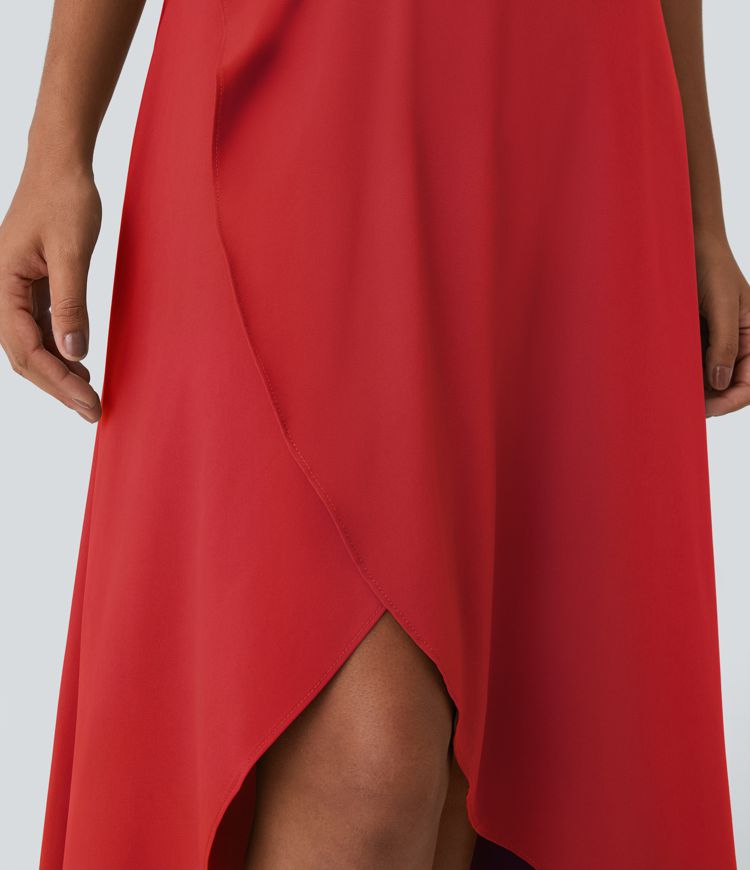 Breezeful™ High Waisted High Low Ruffle 2-in-1 Flowy Quick Dry Casual Regular Maxi Skirt