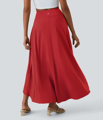 Breezeful™ High Waisted High Low Ruffle 2-in-1 Flowy Quick Dry Casual Regular Maxi Skirt